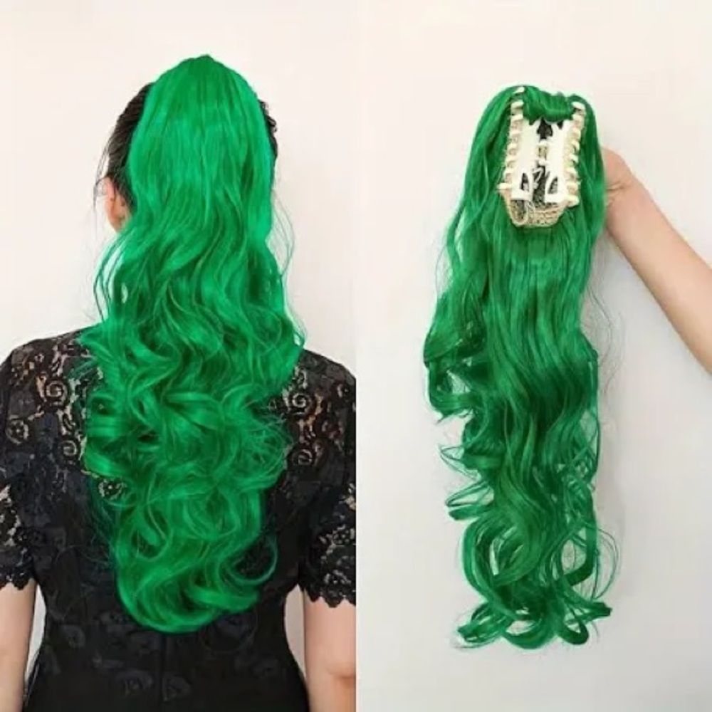 New green ponytail hair extention 💚 SYNTHETIC